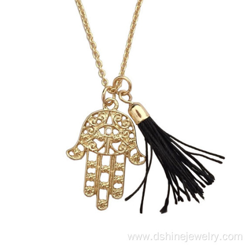 Hand Of Fatima Pendant Tassel Necklaces For Women